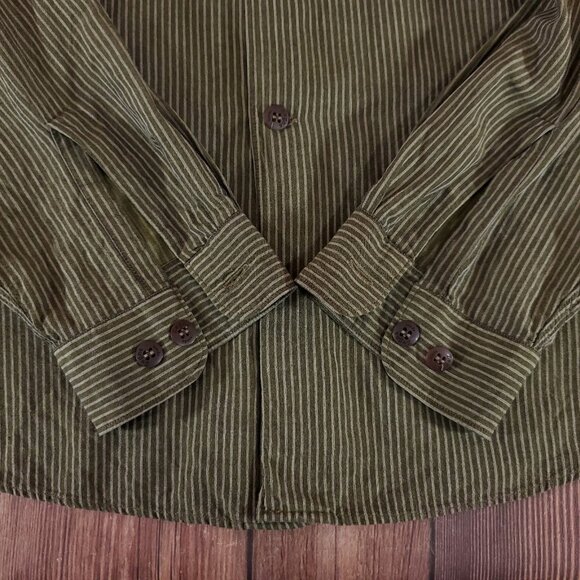 Zegna Sport Mens Medium Double Pockets Striped LS Button Up Shirt Made in Italy - Picture 7 of 14